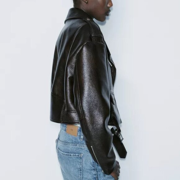 Zara Black Leather Jacket - Picture 2 of 15